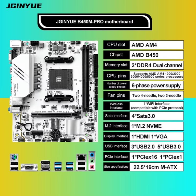 Placa-mãe JGINYUE B450M PRO ARGB