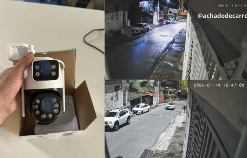 Câmera de Segurança IP Externa WiFi IP66 Lente Dupla