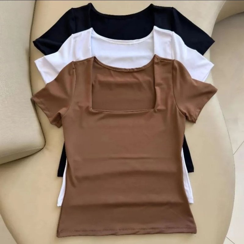 Blusa Suplex Feminina Decote Quadrado Básica
