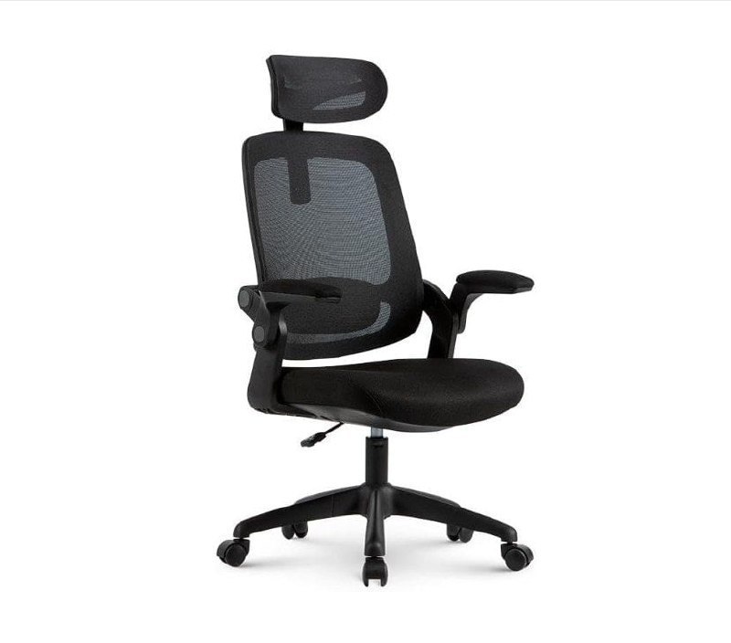 Cadeira de Escritorio Ergonômica Astra Preta com Apoio Lombar e Cabeça, Encosto Ajustável, Mesh Respirável