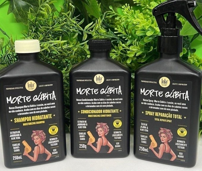 Kit Morte Súbita Lola - Shampoo 250ml - Condicionador 250g - Spray Reparação 250ml