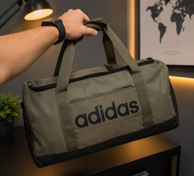 Mala Urbana Masc/femi Duffel Linear Em Poliéster adidas Cor Olive Strata / Black
