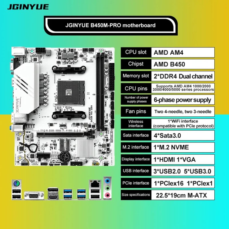 Placa-mãe JGINYUE B450M PRO ARGB