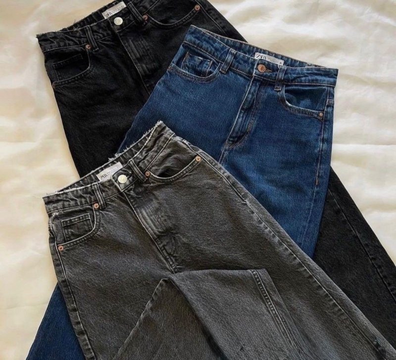 Calça Mom Jeans Feminina Cintura Alta Marmorizada