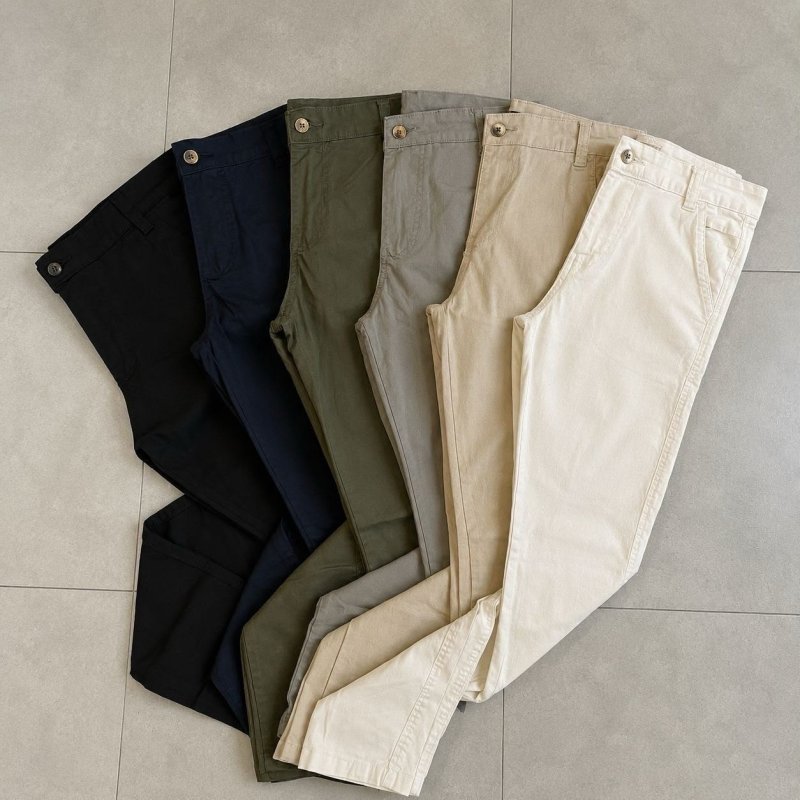 Kit 3 Calças Masculinas Social Alfaiataria Sarja Lycra Chino