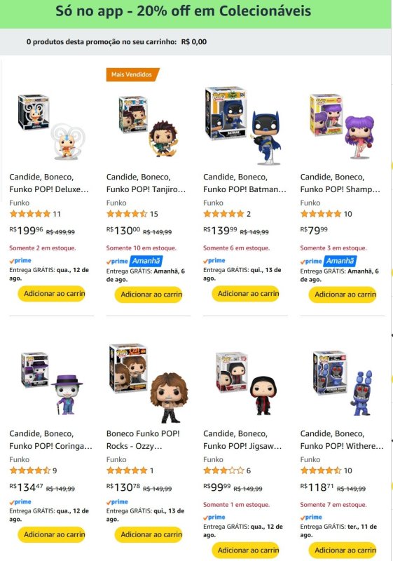 20% OFF em Diversos Funkos na Amazon