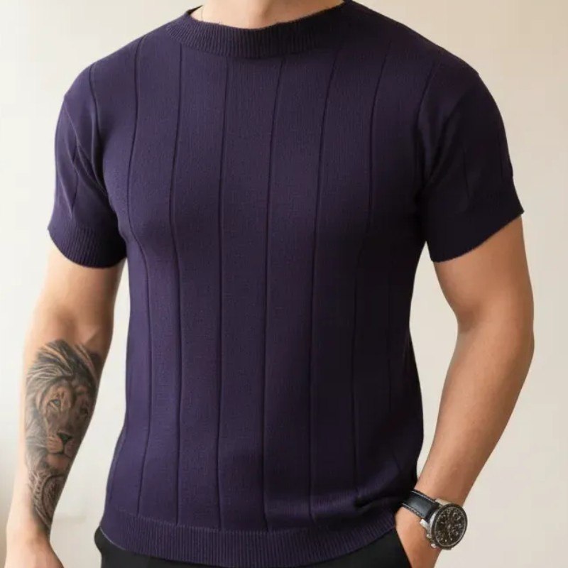 Camiseta Social Masculina Modal Tricô Macia Canelada Casual