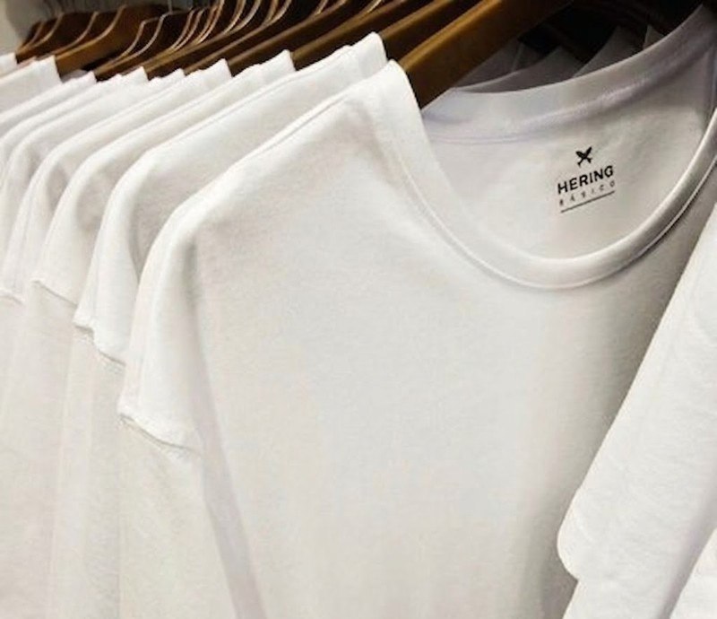 Kit 5 Camisetas Básicas Masculinas Algodão Branca Hering