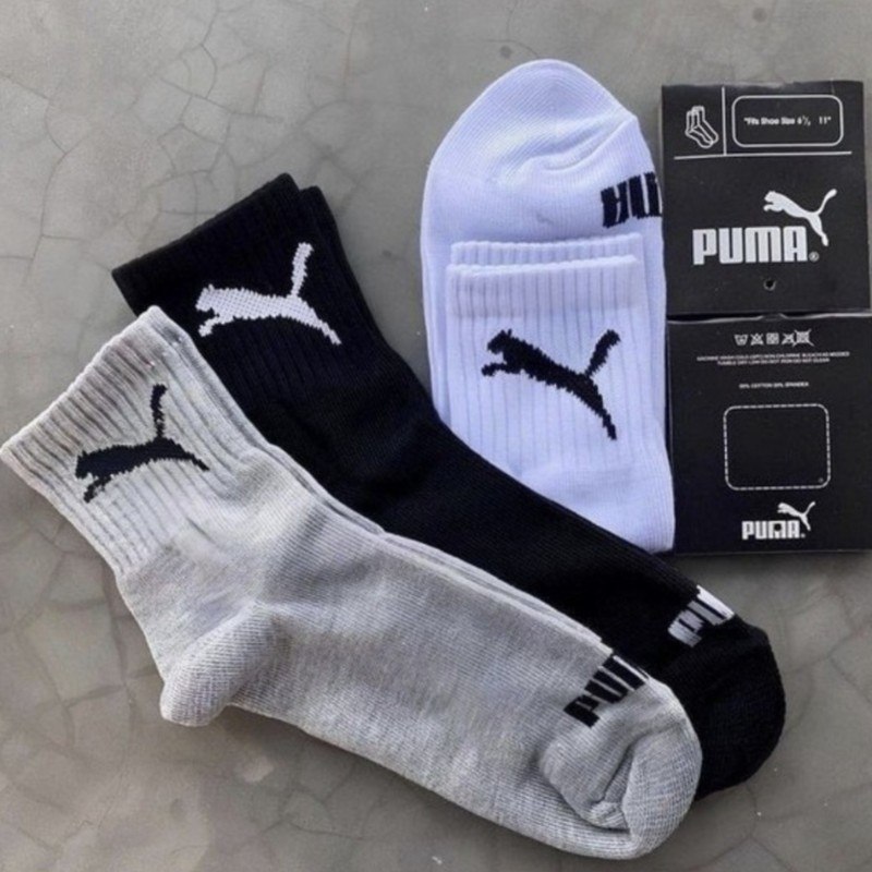 Kit 6 Pares Meias Puma Cano Médio Alto Atoalhada Original