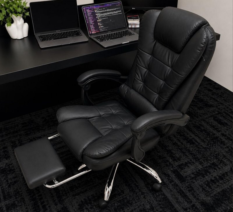 Cadeira Executiva Sweet Studio Ergonômica Preta, Com Apoio de Pés e Encosto Reclinável