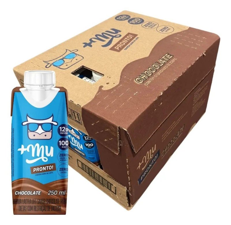 Mu Mulkshake Bebida Com Whey Chocolate 250ml - 12 Unidades