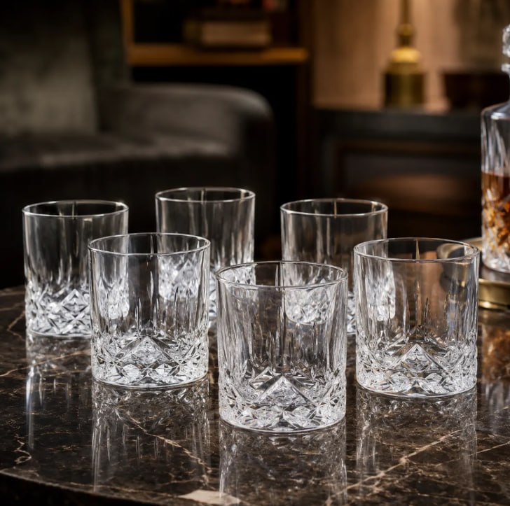 Jogo De 6 Copos Vidro Transparente Para Whisky Drinks 230ml