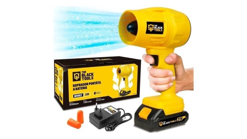 Soprador Folhas 2000w Bateria 21v 1500 Mah The Black Tools