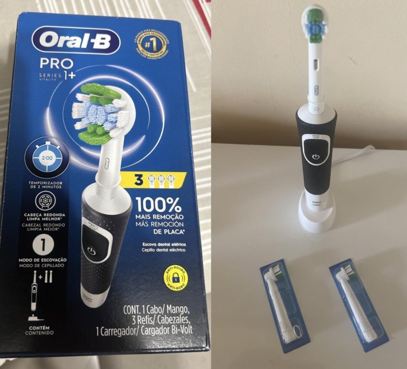 Oral-B Escova de Dente Elétrica PRO Series 1, Cabeça Redonda, Preta