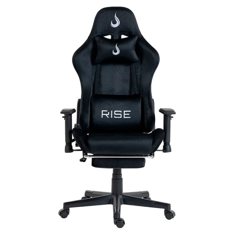 Cadeira Gamer Rise Mode X02, Ângulo Ajustável, Até 130Kg, Braço 2D, Tecido, Apoio Para os Pés Retrátil, Preta RM-CG-X02-BK-FBC