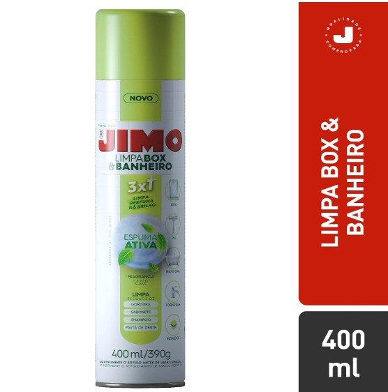 JIMO Limpa Box & Banheiro Limpa Perfuma Dá Brilho Espuma Ativa Aerossol 400ml
