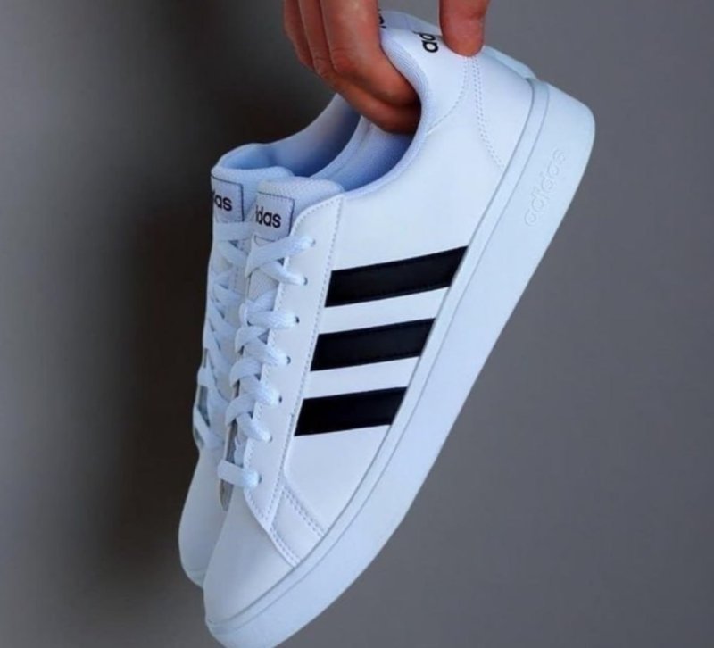 Tênis Grand Court 3.0 Juvenis adidas Branco / Cloud White / Core Black / Cloud White