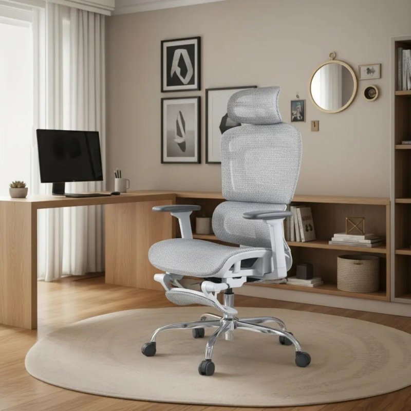 Cadeira Ergonômica Mônaco Bt07 Luvinco Malha Respirável Cor Cinza