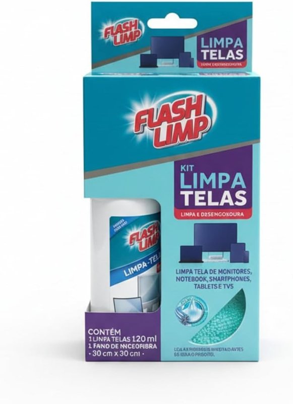 KIT LIMPA TELAS 120ml COM PANO MICROFIBRA 30cm