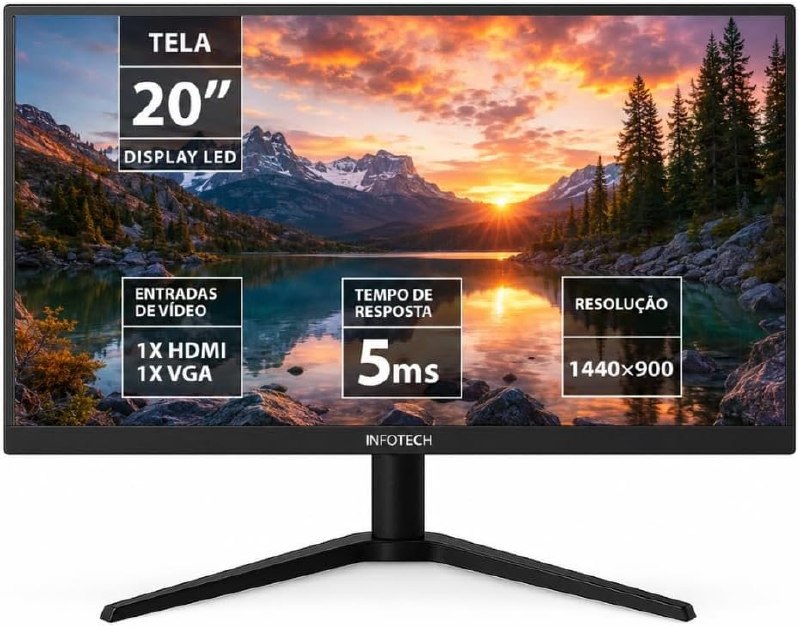 Monitor Enterprise LED 20" Polegadas 20WEV-KAN, Widescreen, 75Hz