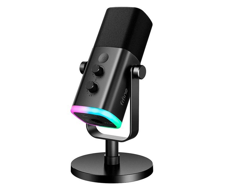 Microfone Dinâmico Gamer Fifine Ampligame, RGB, Cardióide, USB-C