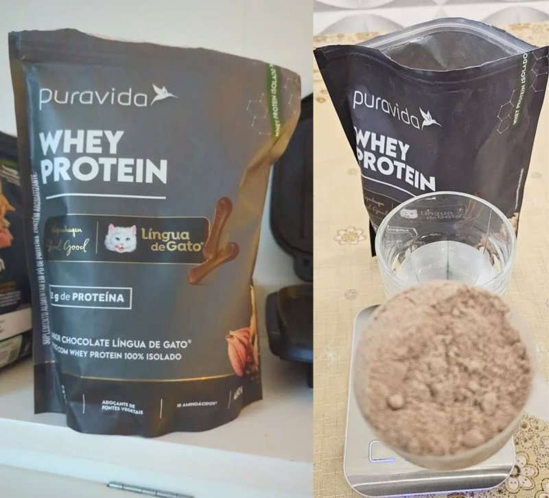 Whey Protein Isolado Chocolate Lingua de Gato 450g Puravida