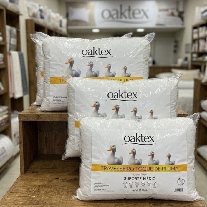 Kit 4 Travesseiros Oaktex 50x70 Antialérgico Fibra Siliconada Branco