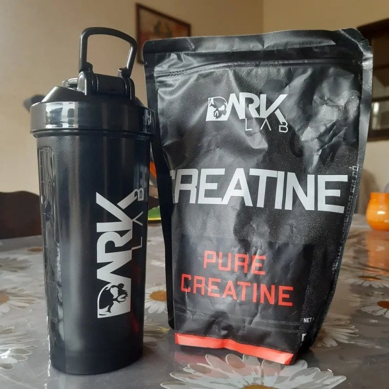 Creatina Pura 1kg Sem Sabor + Coqueteleira Shaker 700ml Preto Dark Lab