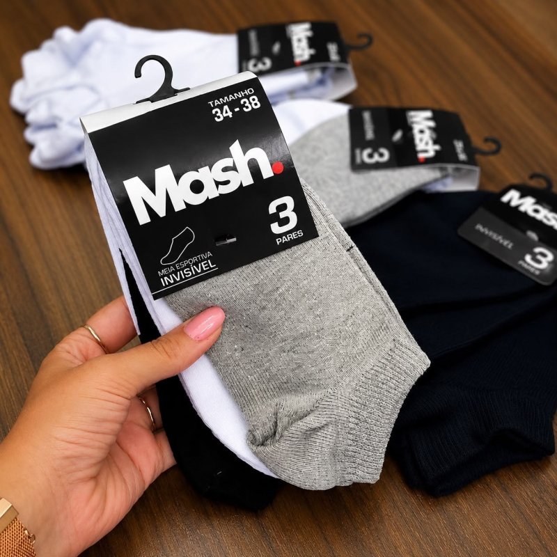 Kit 10 Pares Meias Mash Invisível Esportiva Algodão Original