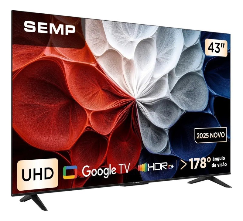 Smart TV Semp 43 Polegadas LED Hva 4K S62 WiFi Bluetooth Google TV