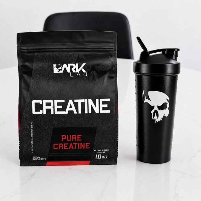 Kit Dark Lab - Creatina 100% Pura 1kg - Coqueteleira 700ml