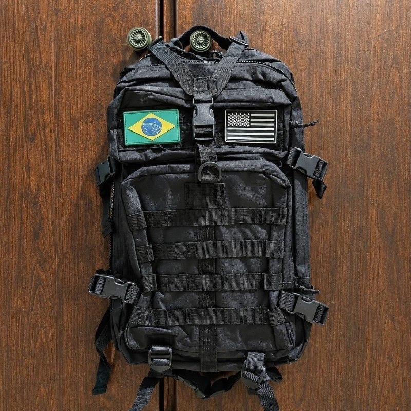 Mochila Tática Impermeável Militar Reforçada Grande 50 Litros Masculina Feminina Anne Preto + Frete Grátis