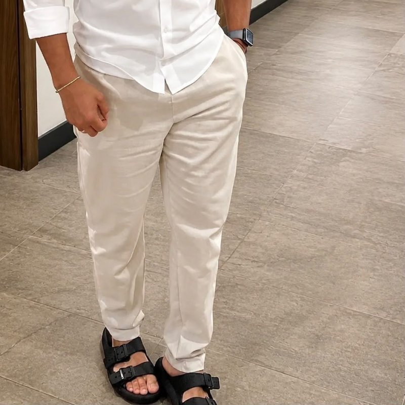 Calça Linho Masculino Social Casual C/bolsos Tecido Premium
