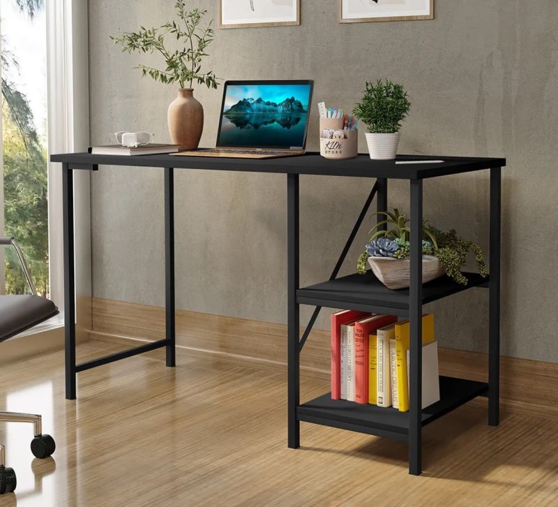 Escrivaninha Mesa Office Estudo Estilo Industrial Cor Preto 1,10m Klm Store