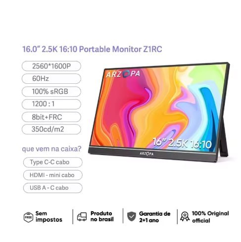 ARZOPA Z1 (16") - Quad HD - 100% sRGB - IPS - 60Hz