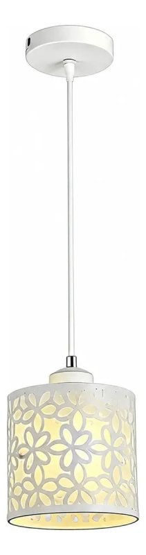 Lustre Pendente Metal Floral Branco Moderno para Sala e Quarto