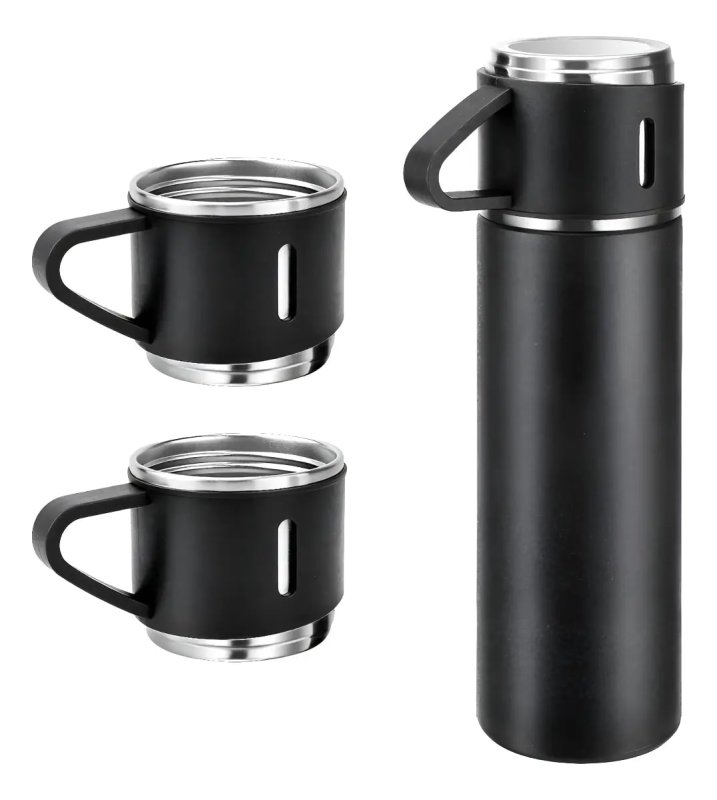 Garrafa Térmica 500ml em Aço Inox com 3 Xícaras para Viagem