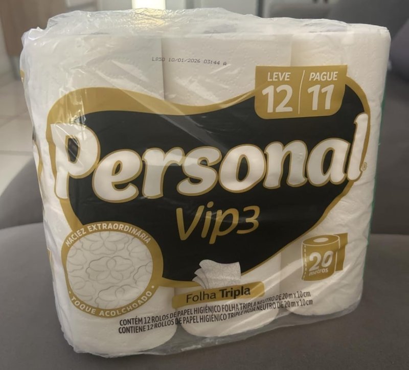 Personal Papel Higiênico Vip Folha Tripla Com 12 Rolos De 20M