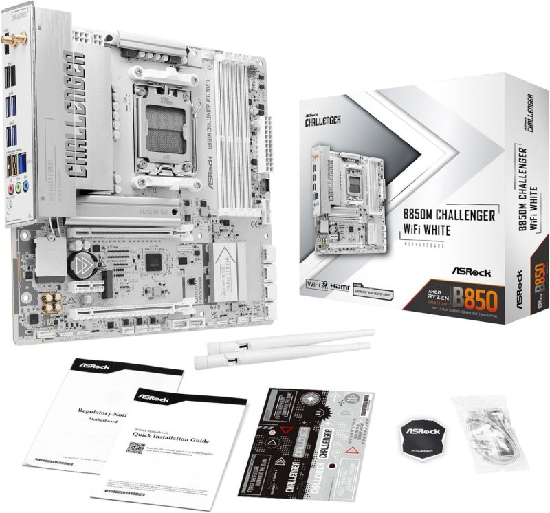 ASRock Placa-mãe B850M Challenger WiFi Branca Soquete AM5