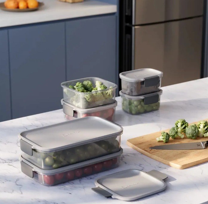 Electrolux Kit 6 Potes Herméticos De Plástico Cinza, 5,8l, Safelock, Empilhável e Modular + Frete Grátis