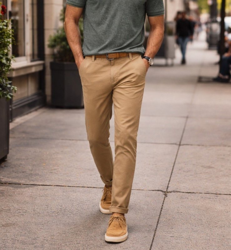 Calça Básica Masculina Chino Slim Em Sarja Elastano Hering