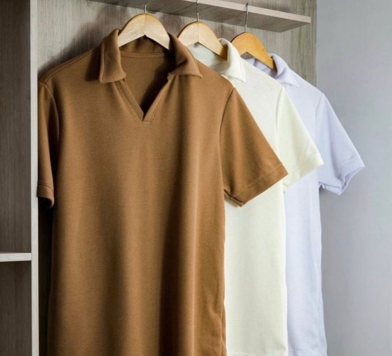 Camisa Camiseta Polo Masculina Texturizada Sem Botão
