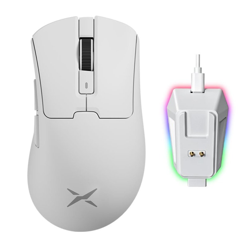 Mouse Delux M900 PRO, PAW3395, 8KHz, com Dock de Carregamento (Apenas Branco)