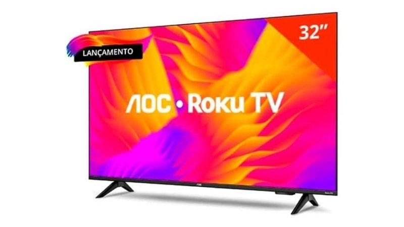 Smart TV LCD LED 32" AOC 32S5155/78G Wi-Fi, HD, Quad Core, Dolby Áudio, 60 Hz
