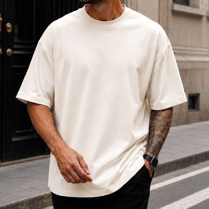 Camiseta Oversized Masculina Lisa Malhão 100% Algodão