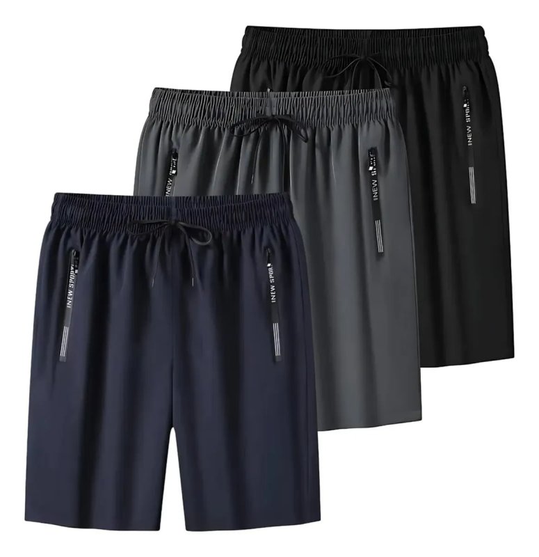 Kit 3 Bermuda Masculina Seda Secagem Rápida
