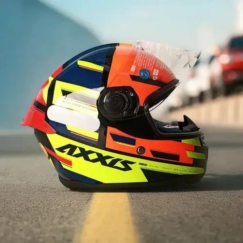 Capacete Axxis Hummer Pipe A3 Azul Amarelo Com Aerofolio New + Frete Grátis