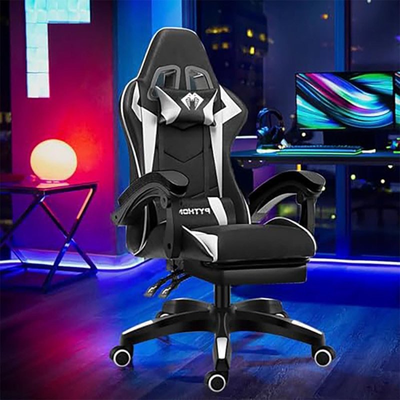 Cadeira Ergonômica Gamer com Apoio para os Pés – Branca