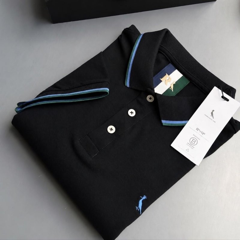 Camisa Polo Masculino Preto Curta 100% Algodão Reserva