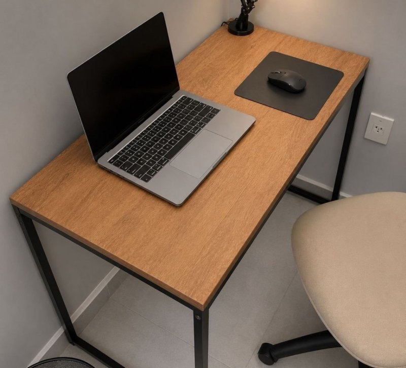 Escrivaninha Industrial 110cm Mesa Estudo Aparador Pés Aço